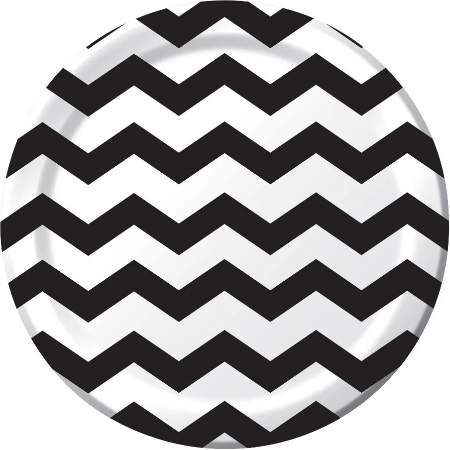 Black Velvet Chevron Dinner Plates (8ct)