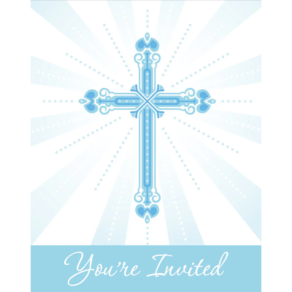 Blessings Blue Invitations (25 ct)