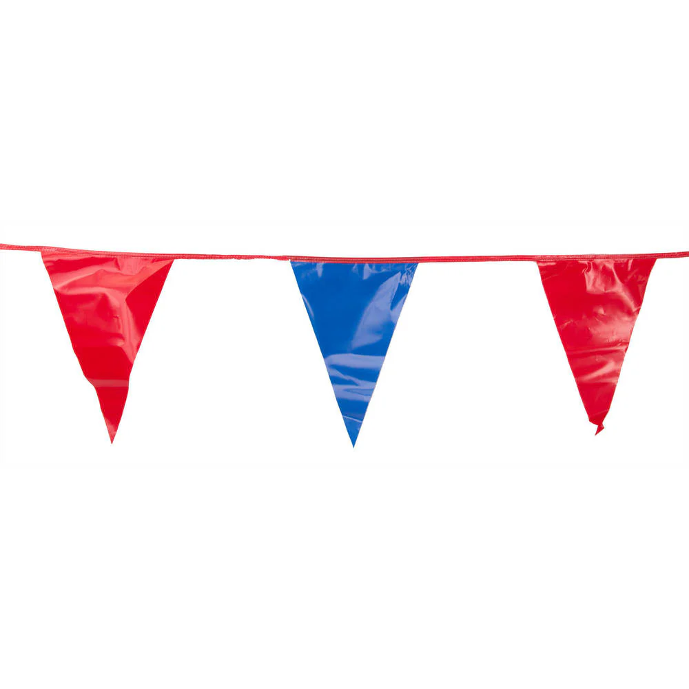 Blue and Red Triangle Pennant Flag 100 Ft.