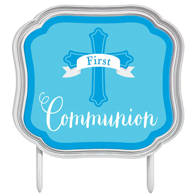 Blue First Communion Cake Topper