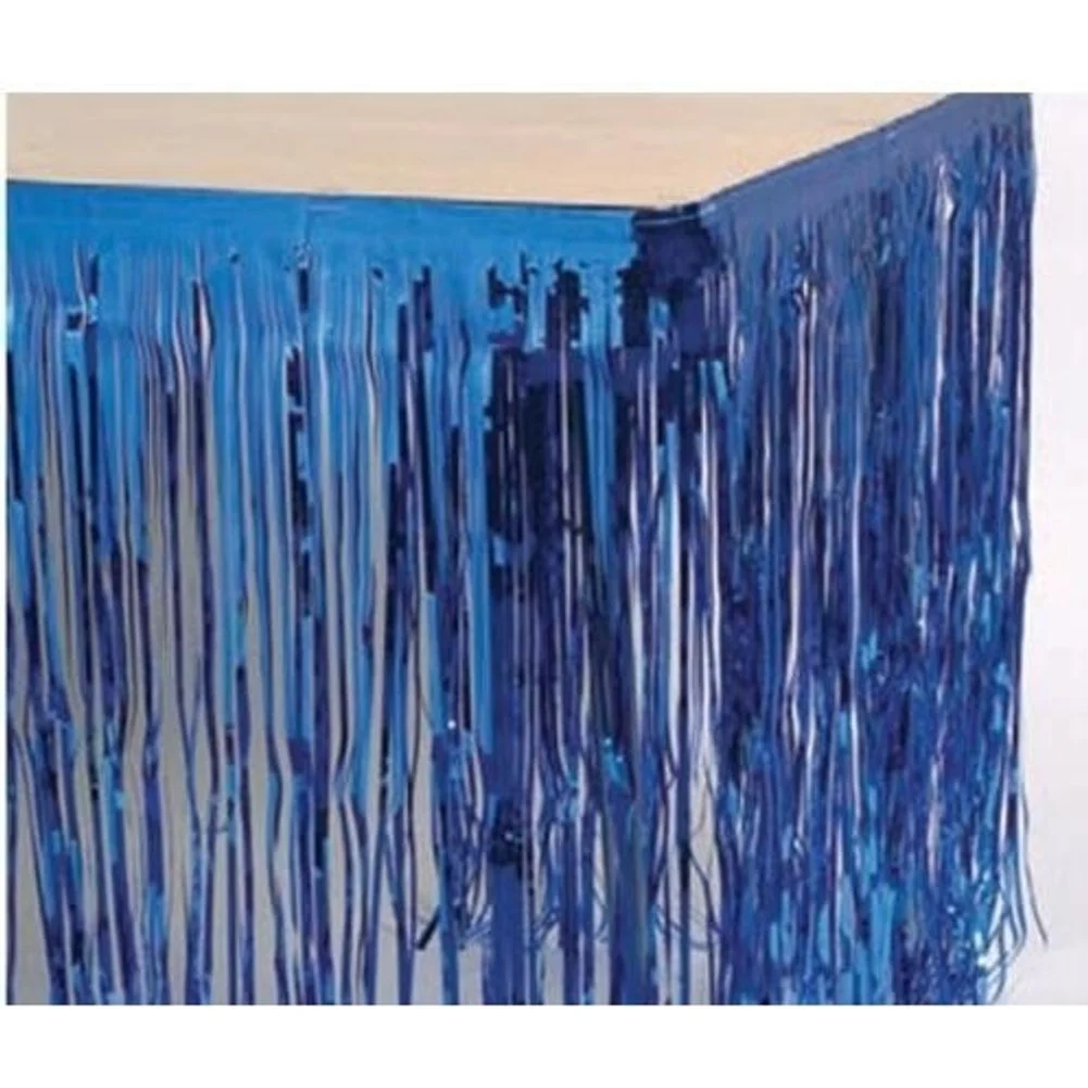 Blue Metallic Table Skirt