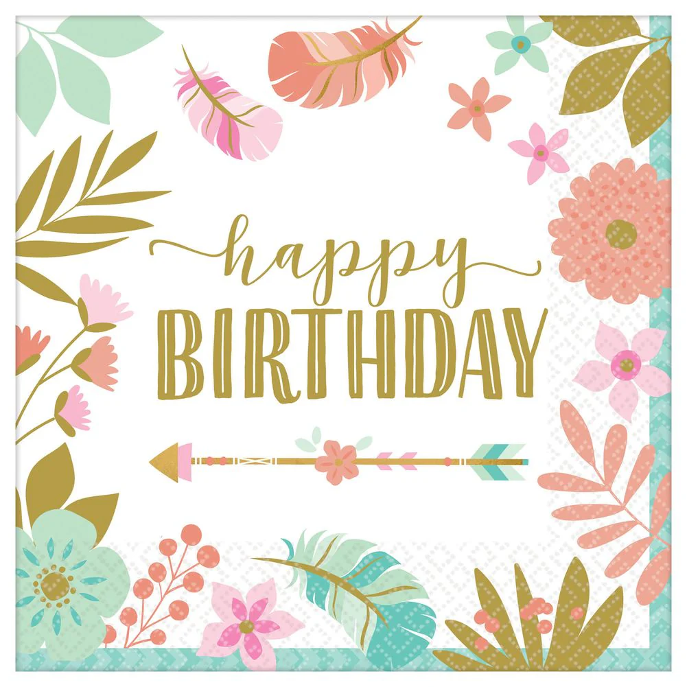 Boho Birthday Luncheon Napkins (16 ct)