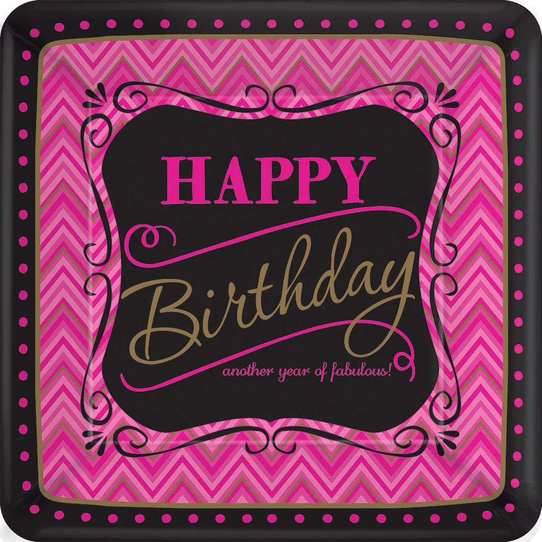 Born To Be Fabulous Square Paper Dessert Plates (8 ct)