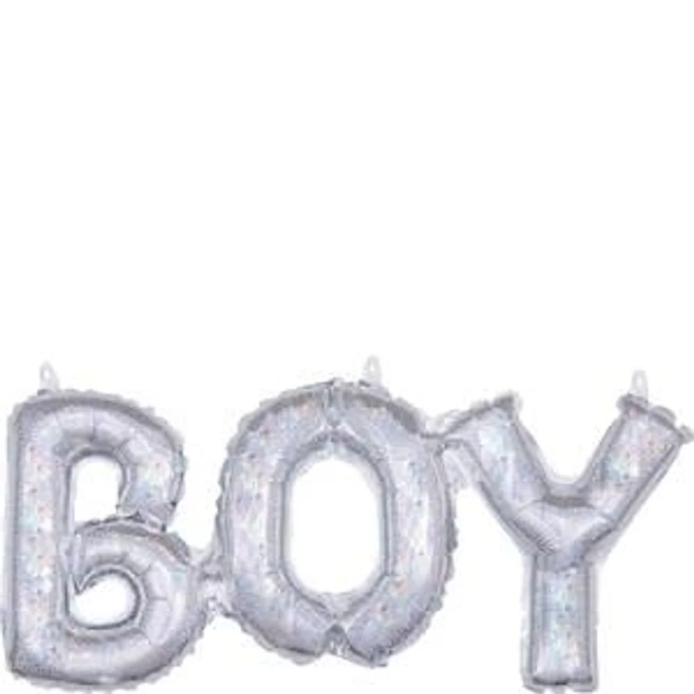 Block Phrase "Boy" Holographic Foil Balloon (1ct)