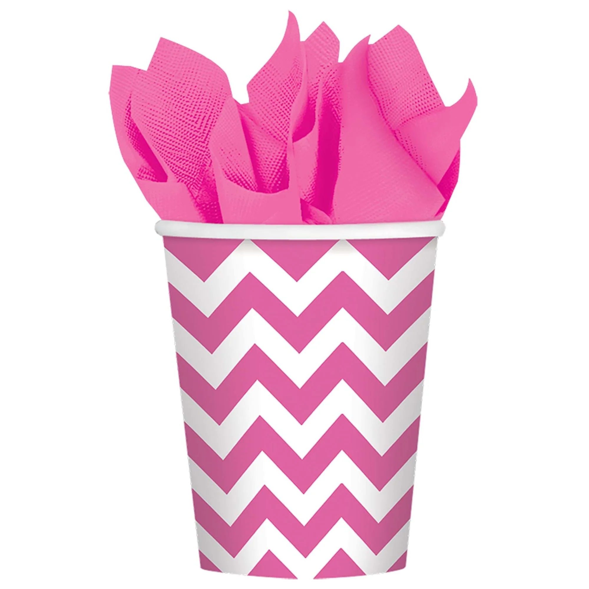 Bright Pink Chevron 9oz Paper Cups (8ct) - Image 2