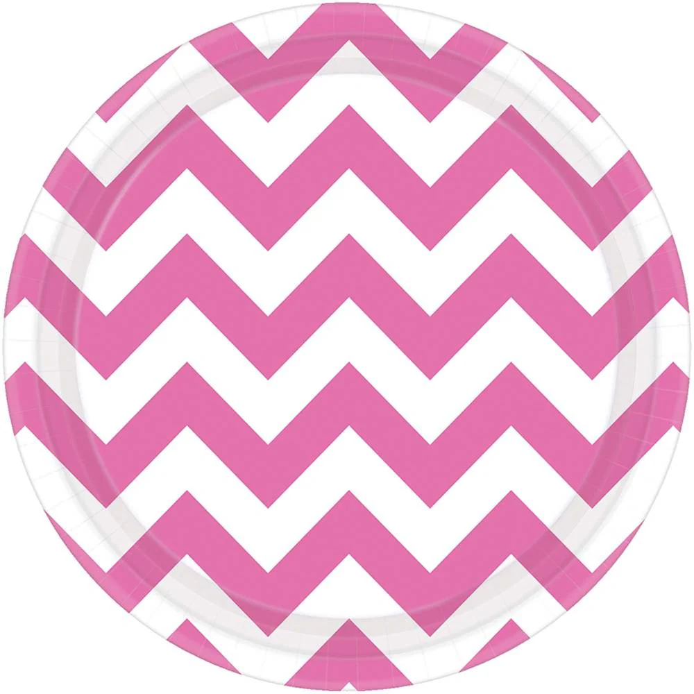 Bright Pink Chevron Dessert Plates (8ct)