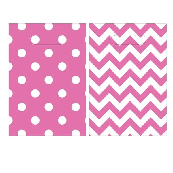 Bright Pink Chevron Loot Bags (8ct)