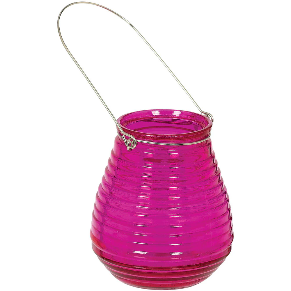 Bright Pink Glass Candle Holder (1ct)