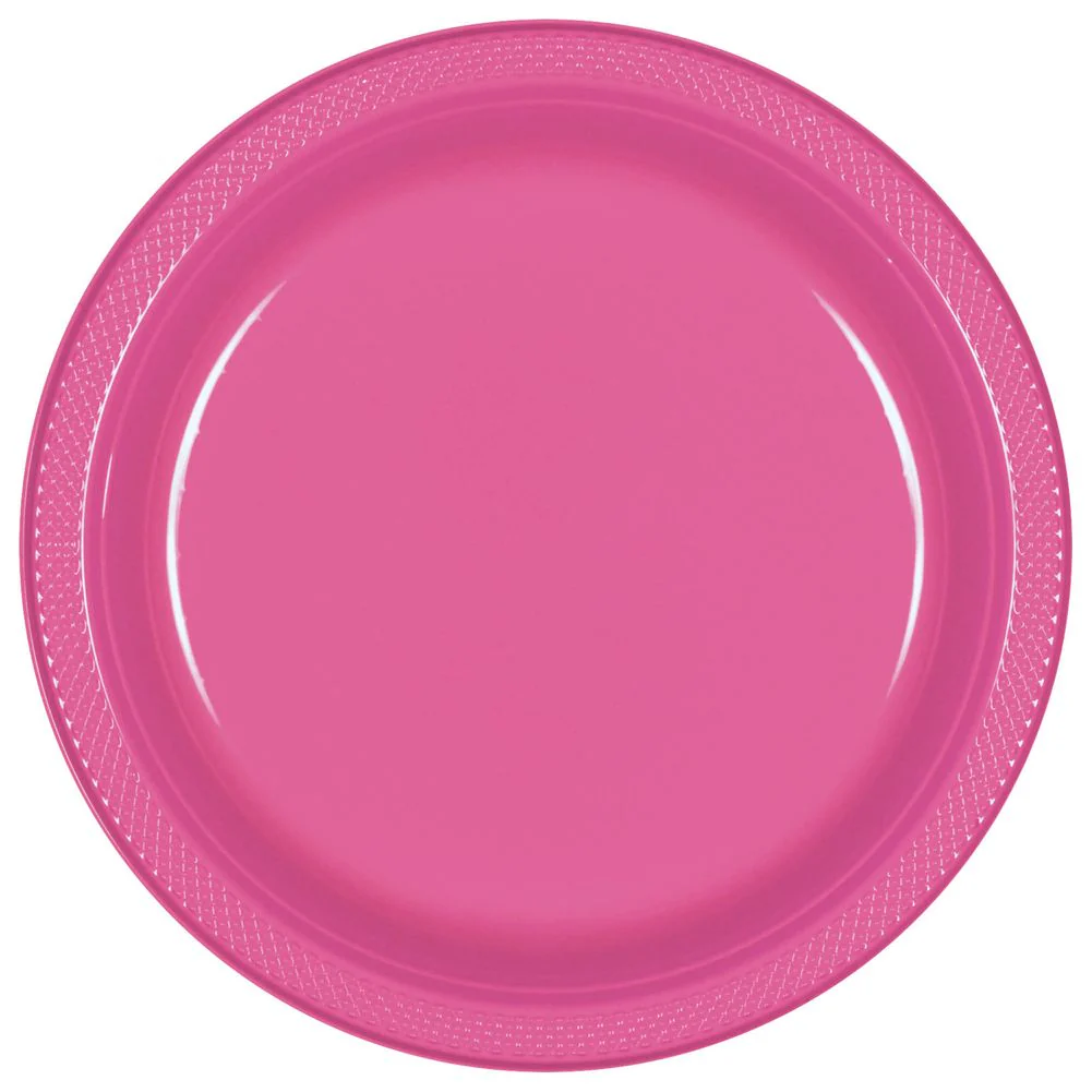 Bright Pink Plastic Dessert Plates (20ct)