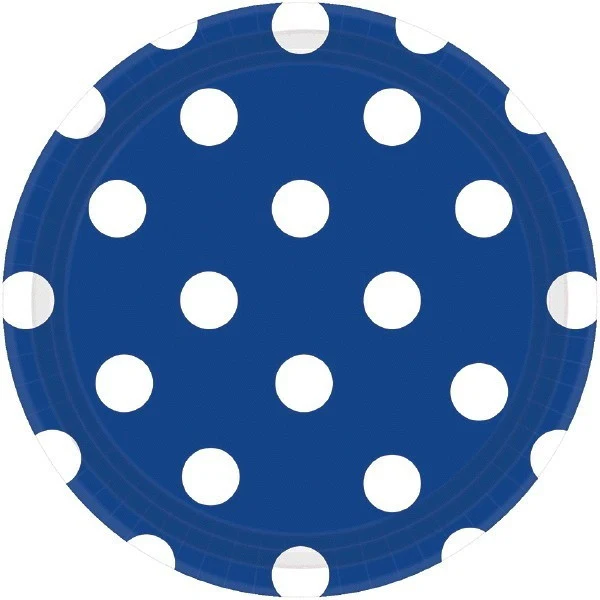 Royal Blue Polka Dot Dessert Plates, 8ct