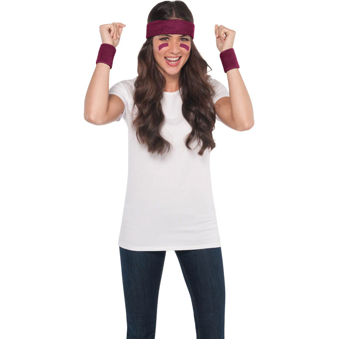 Burgundy Wristband and Headband Set