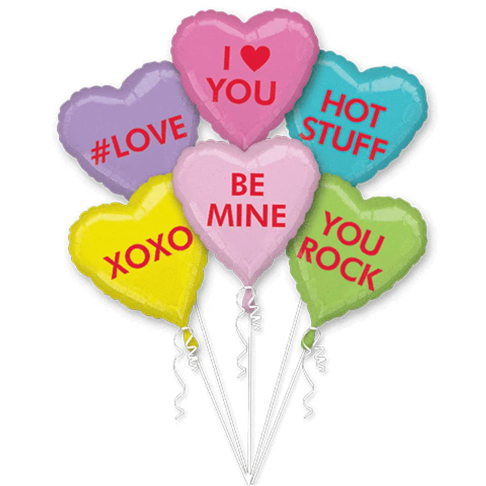 Candy Hearts Bouquet Of Balloons Foil Balloon (1ct)