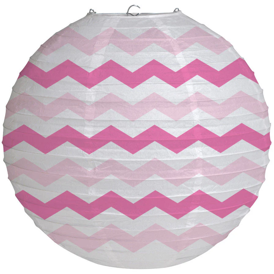 Candy Pink Chevron 12" Round Paper Lantern