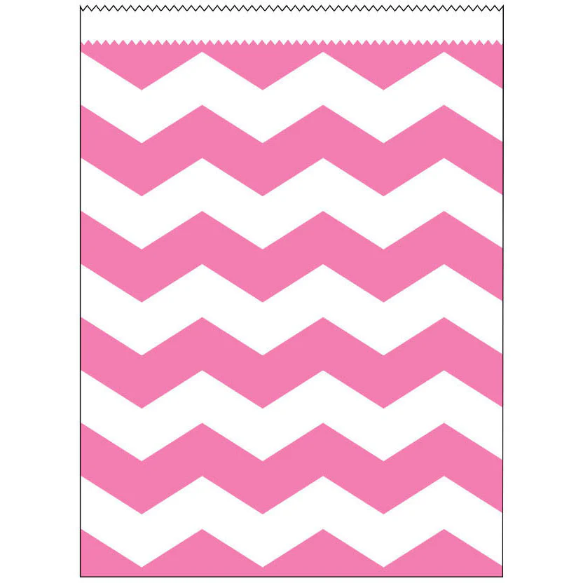 Candy Pink Chevron Large Paper Treat Bags