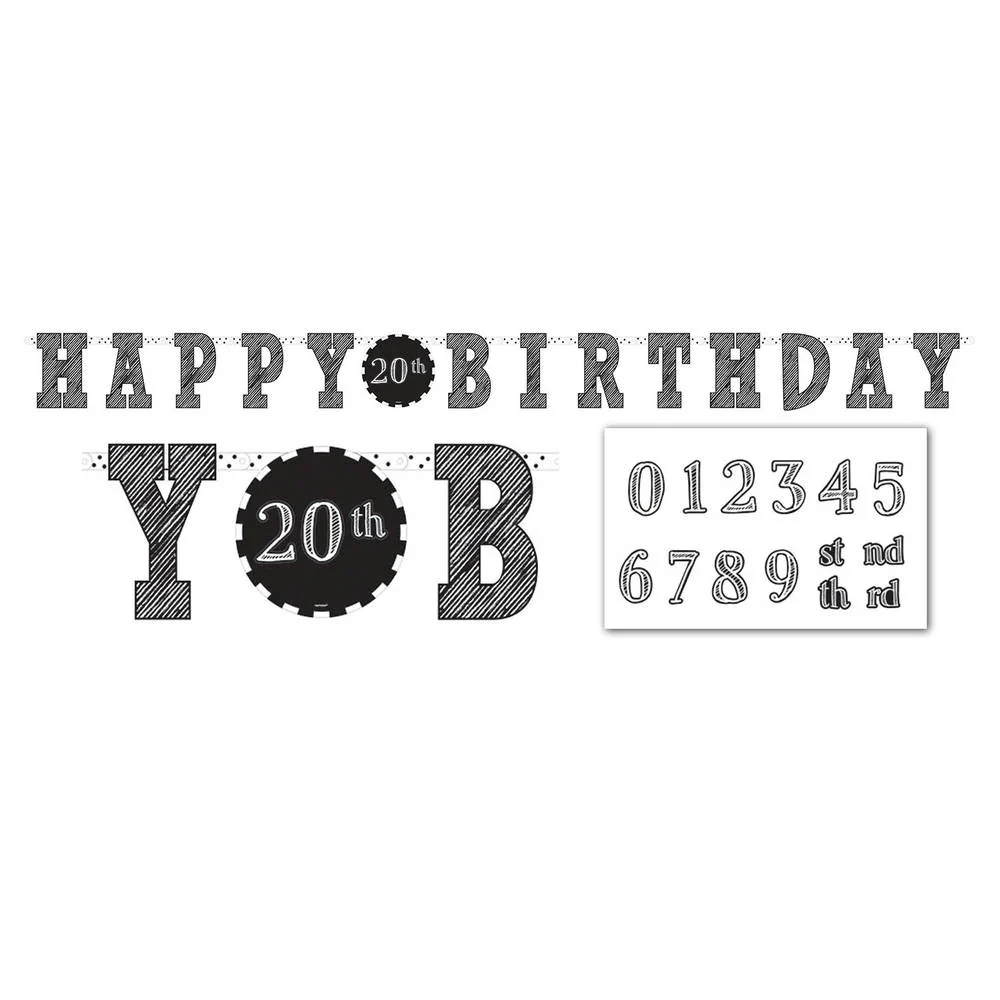 Chalkboard Birthday Add Any Age Letter Banner