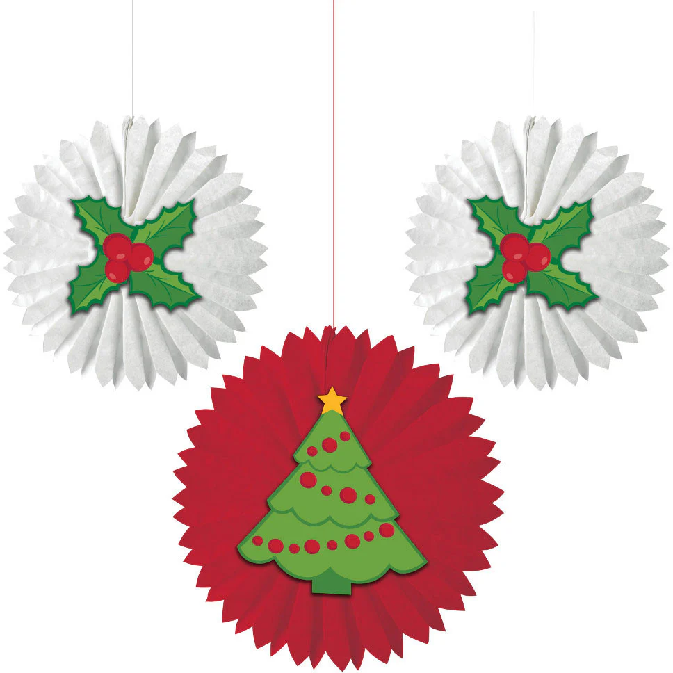 Christmas Hanging Tissue Fans (3ct)