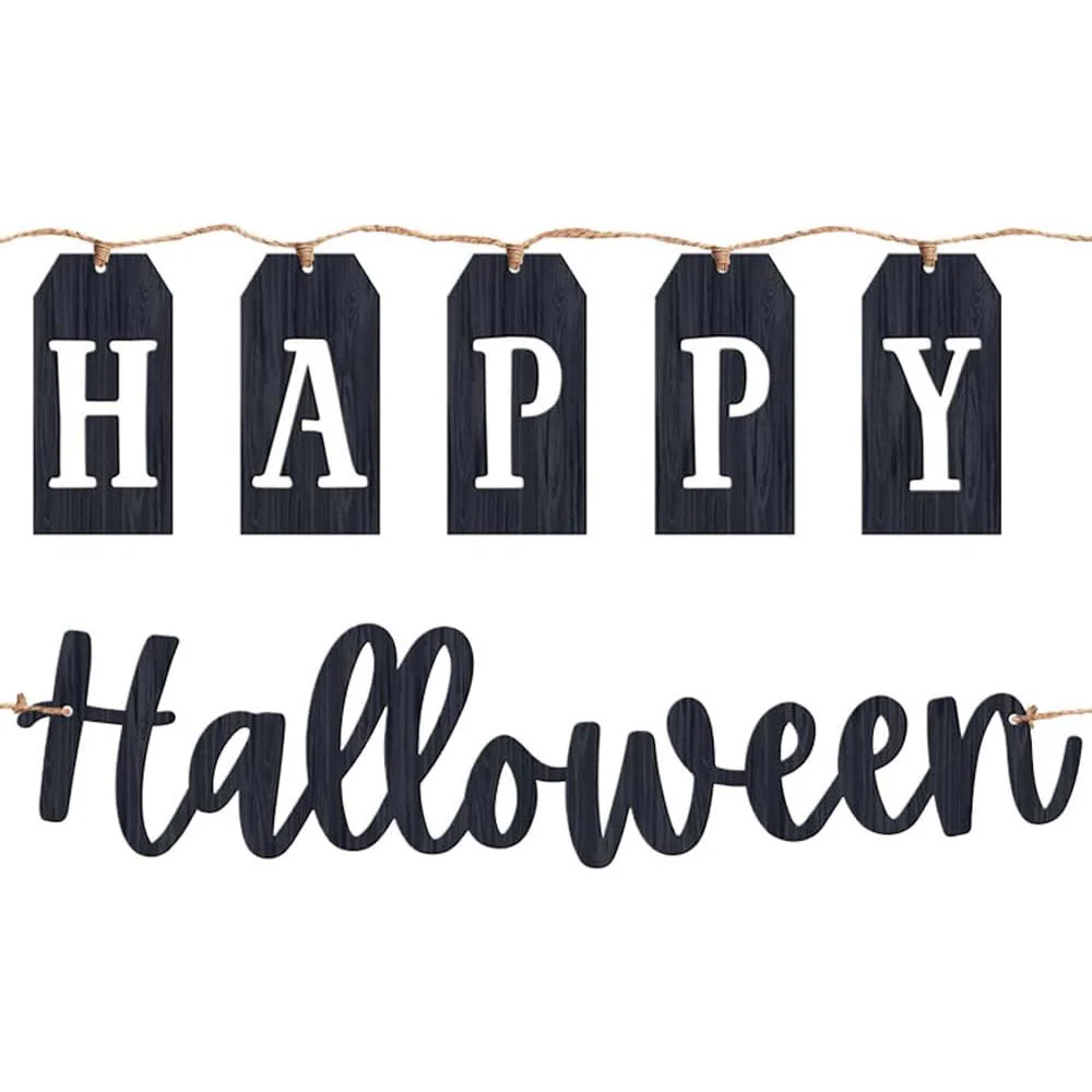 Classic Black & White Happy Halloween Banners