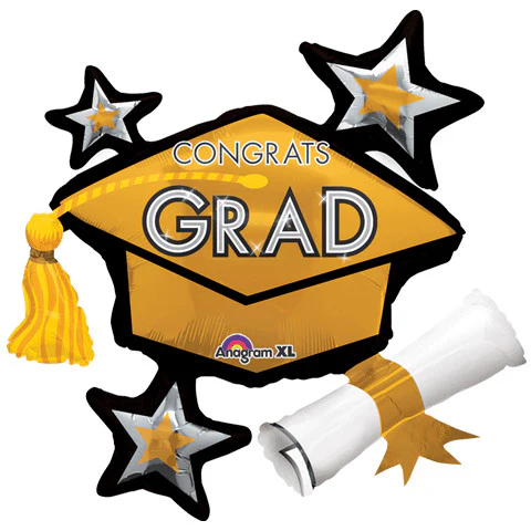 CONGRATS GRAD GOLD CLUSTER SUPER SHAPE