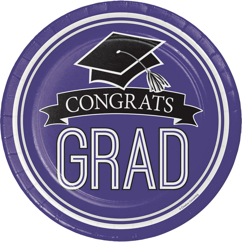 Congrats Grad Purple Dessert Plates (18 ct)