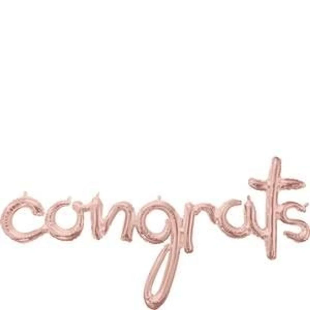 Script Phrase "Congrats" Rose Gold Foil Balloon (1ct)