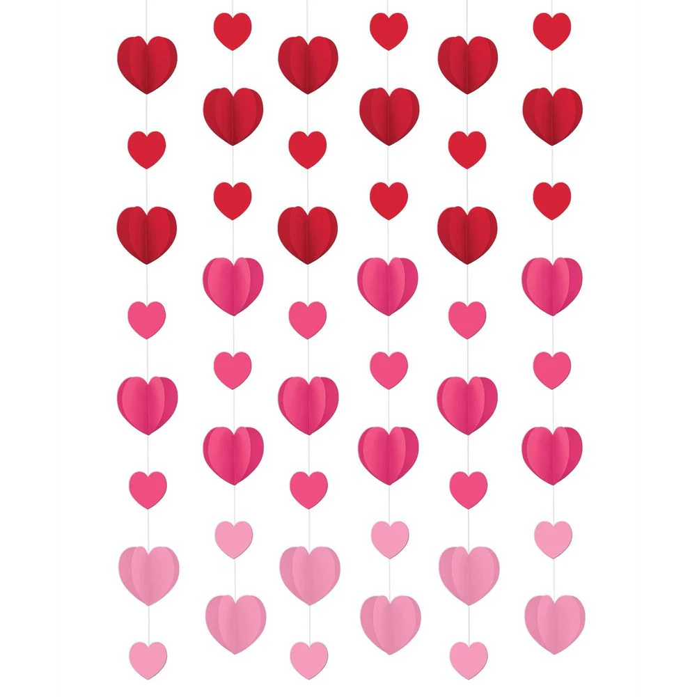 Dimensional Hearts String Decoration (6ct)