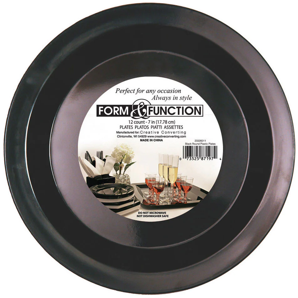 Form and Function Black Dessert Plates (12ct)