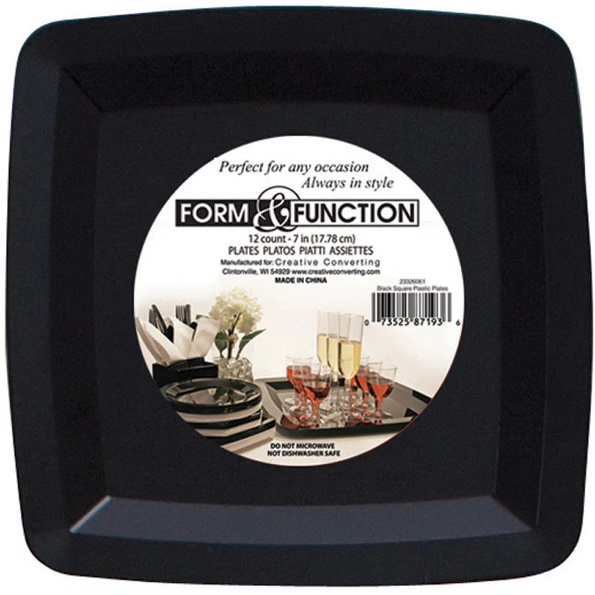 Form and Function Black Dessert Plates (12ct)