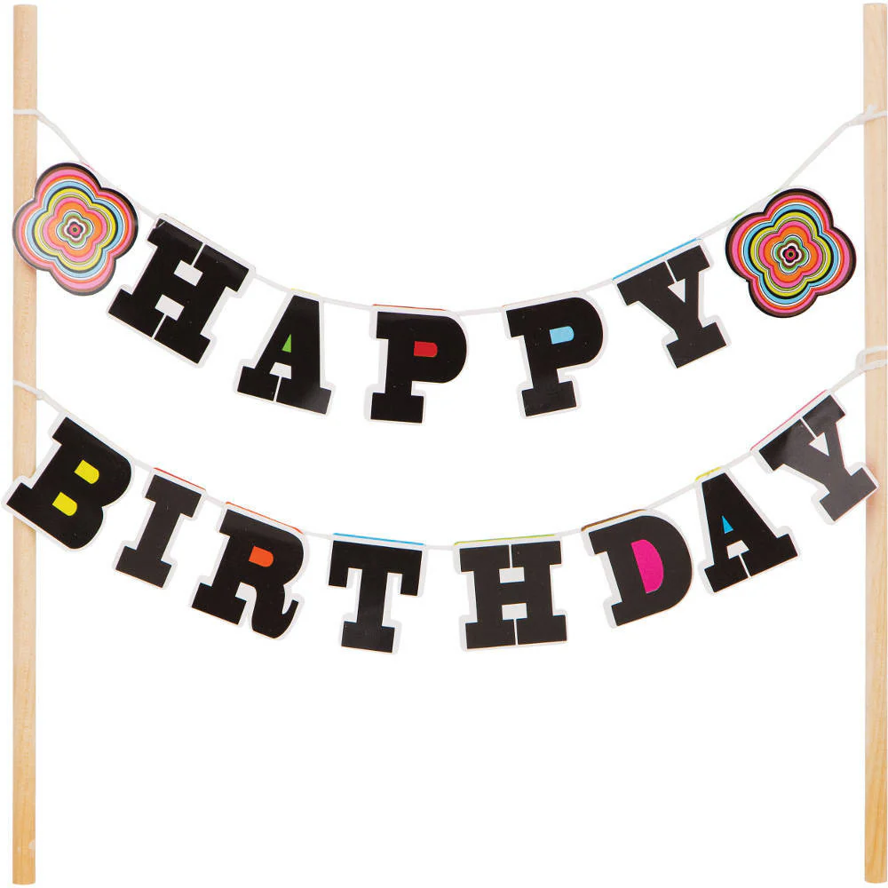 French Bull Mod Birthday Cake Banner Topper