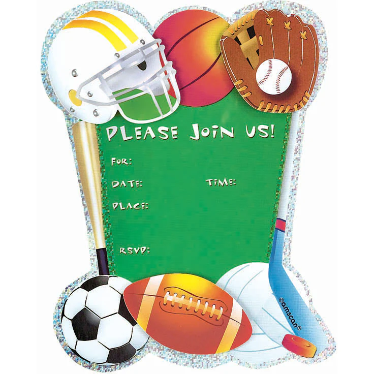 Game Day Prismatic Novelty Invites (8ct)