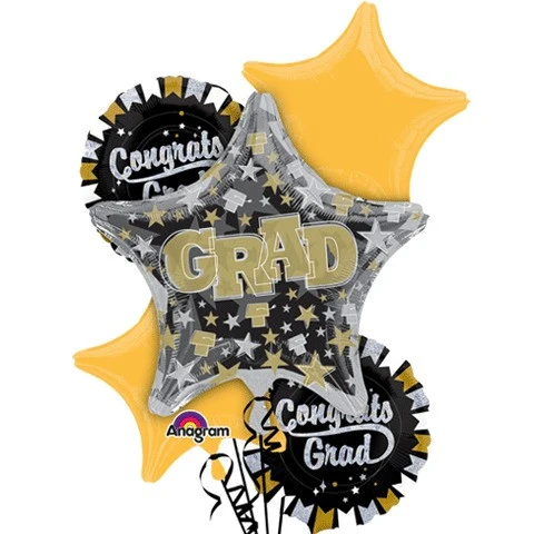 Glitter Grad Bouquet of Balloons (5pc)
