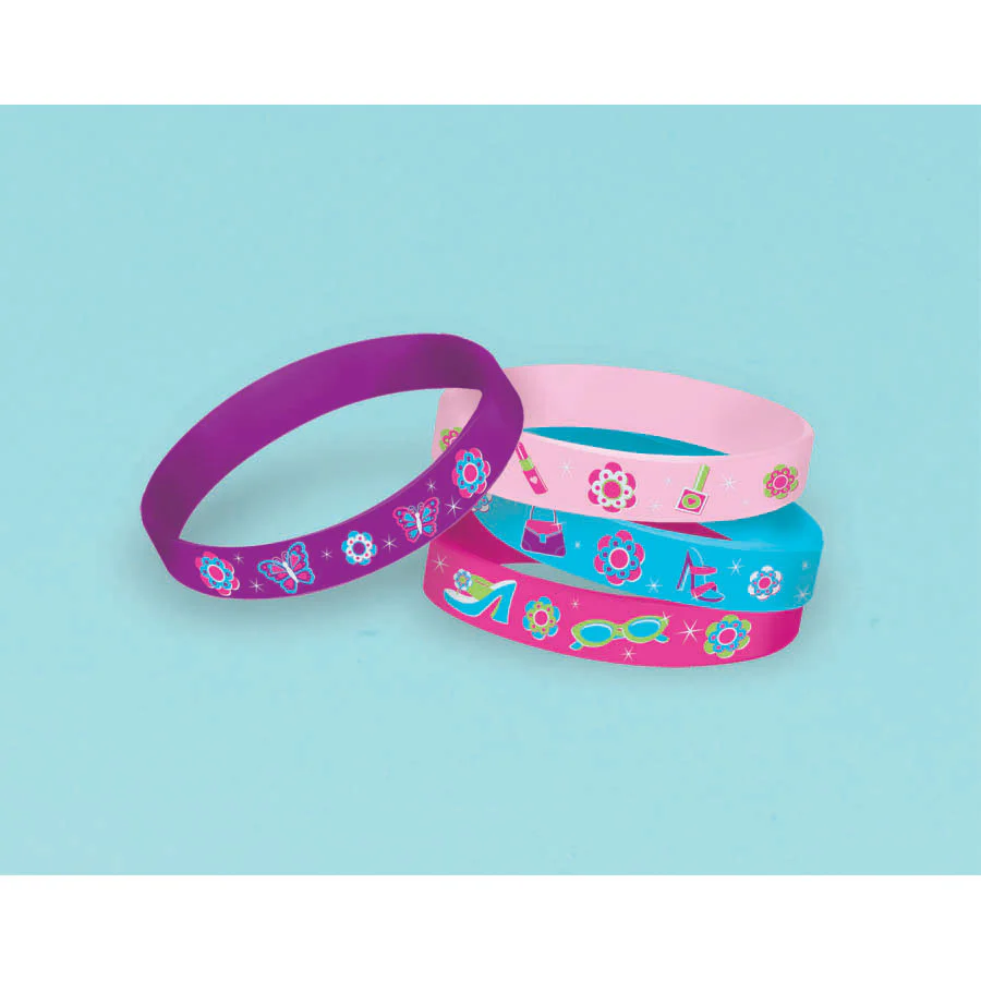 Glitzy Girl Rubber Bracelets (4ct)