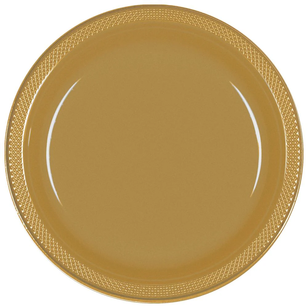 Gold Plastic Dessert Plates (20ct) - Image 2
