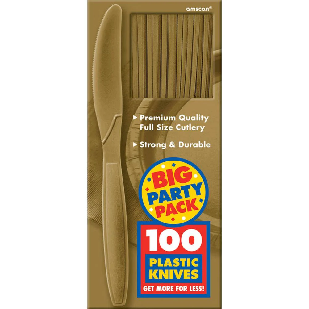 Gold Midweight Plastic Knives (100ct)