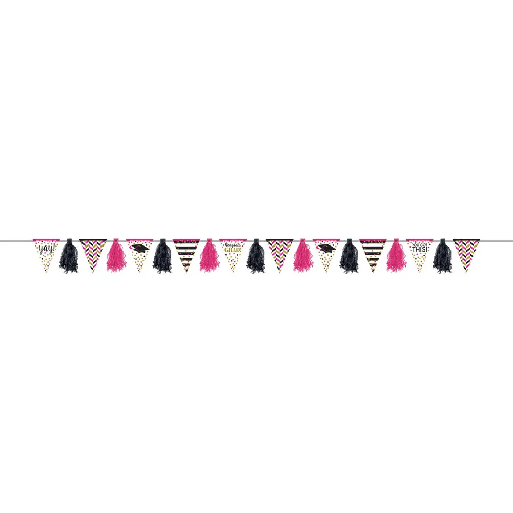 Gold Confetti Grad Tassel Pennant Garland
