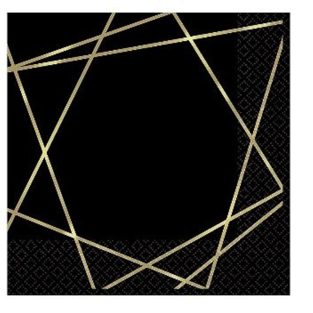 Gold Geo Beverage Napkins - Hot Stamped