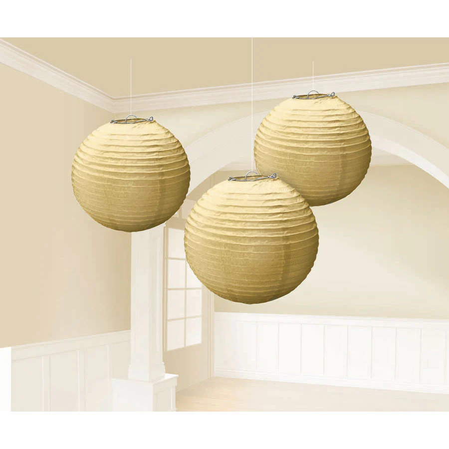 Gold Round Paper Lanterns (3ct)