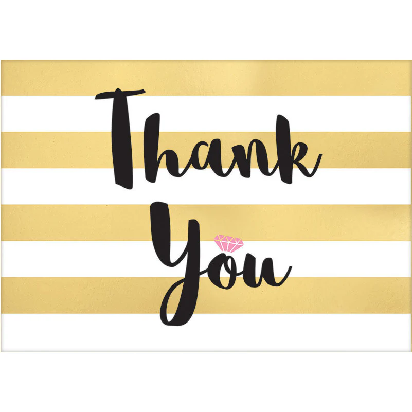 Gold Striped Wedding Thank You Notes (8 ct)