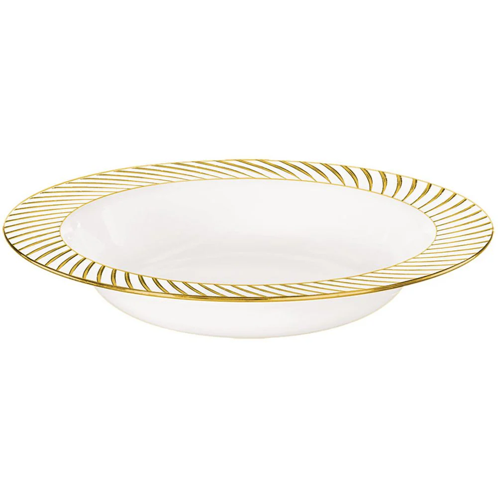 Gold Swirled White Plastic 12oz Bowls (10 ct)