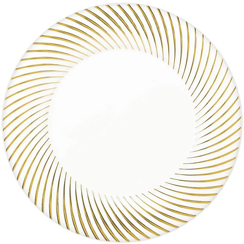 Gold Swirled White Plastic Dessert Plates (20 ct)