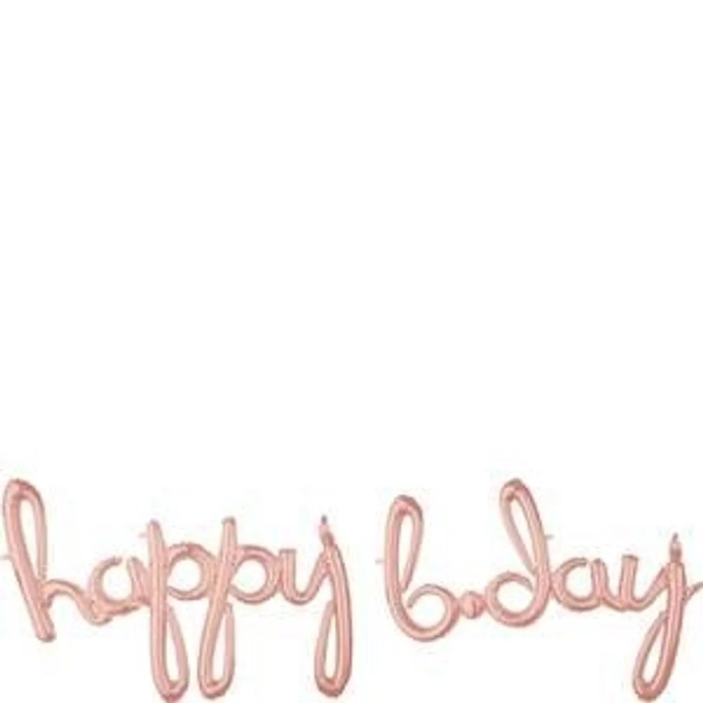 Script Phrase "Happy B-Day" Rose Gold Foil Balloon (1ct)