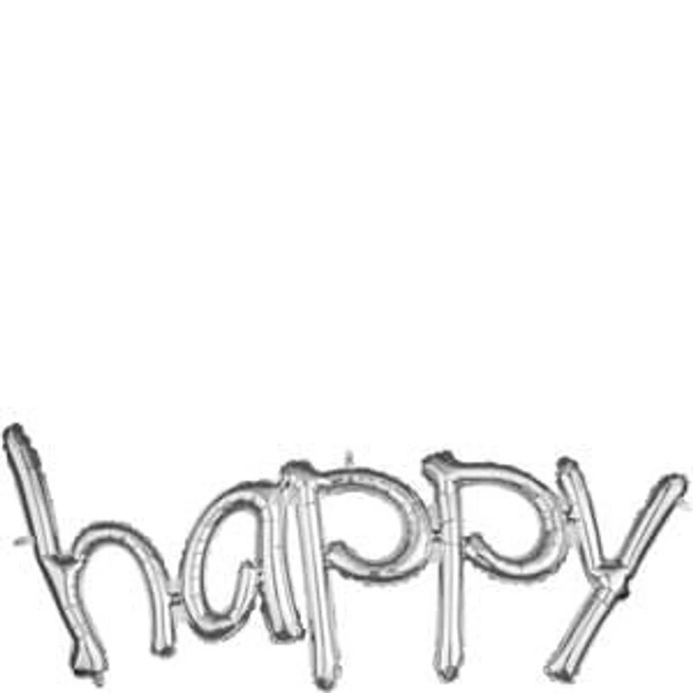 Freestyle Phrase Ã¢â‚¬Å“HappyÃ¢â‚¬Â Silver Foil Balloon (1ct)