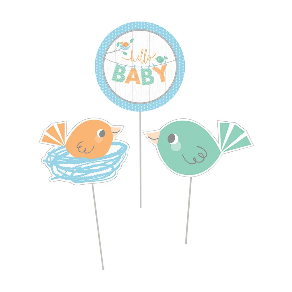 Hello Baby Boy Centerpiece Sticks (3 ct)