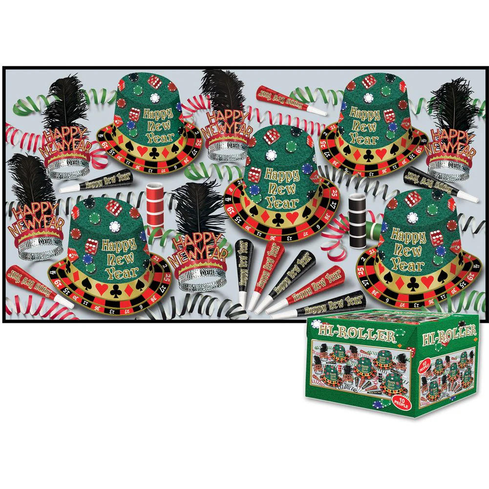 Hi-Roller New Years Eve Party Kit Assortment for 10