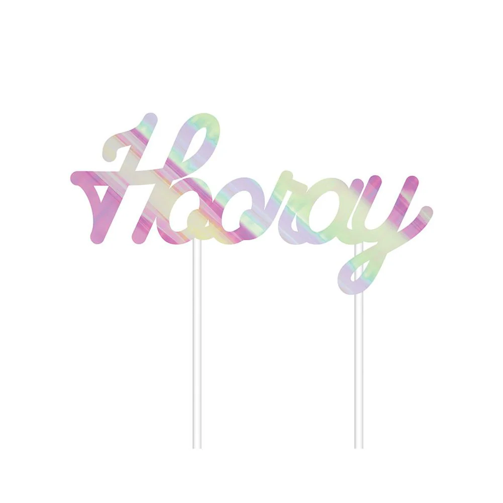 Hooray Iridescent Party Cake Topper