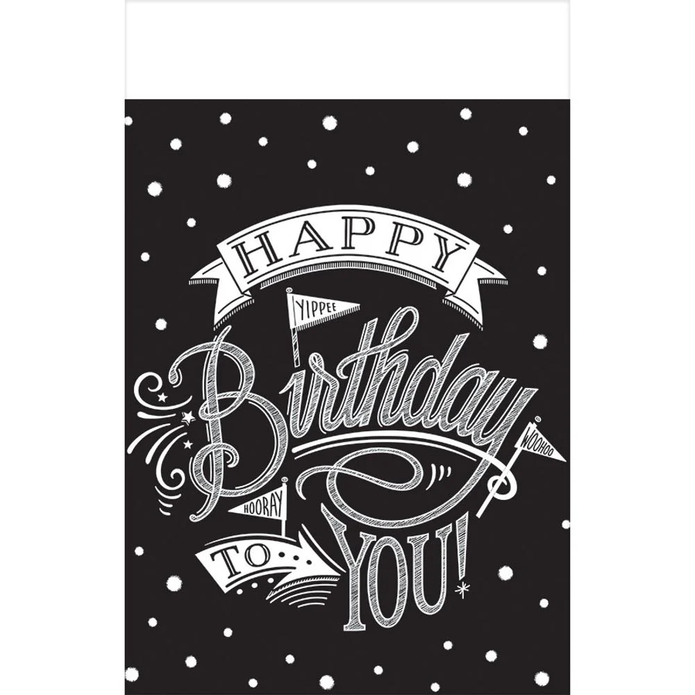 Hooray It's Your Birthday Black & White Plastic Tablecover