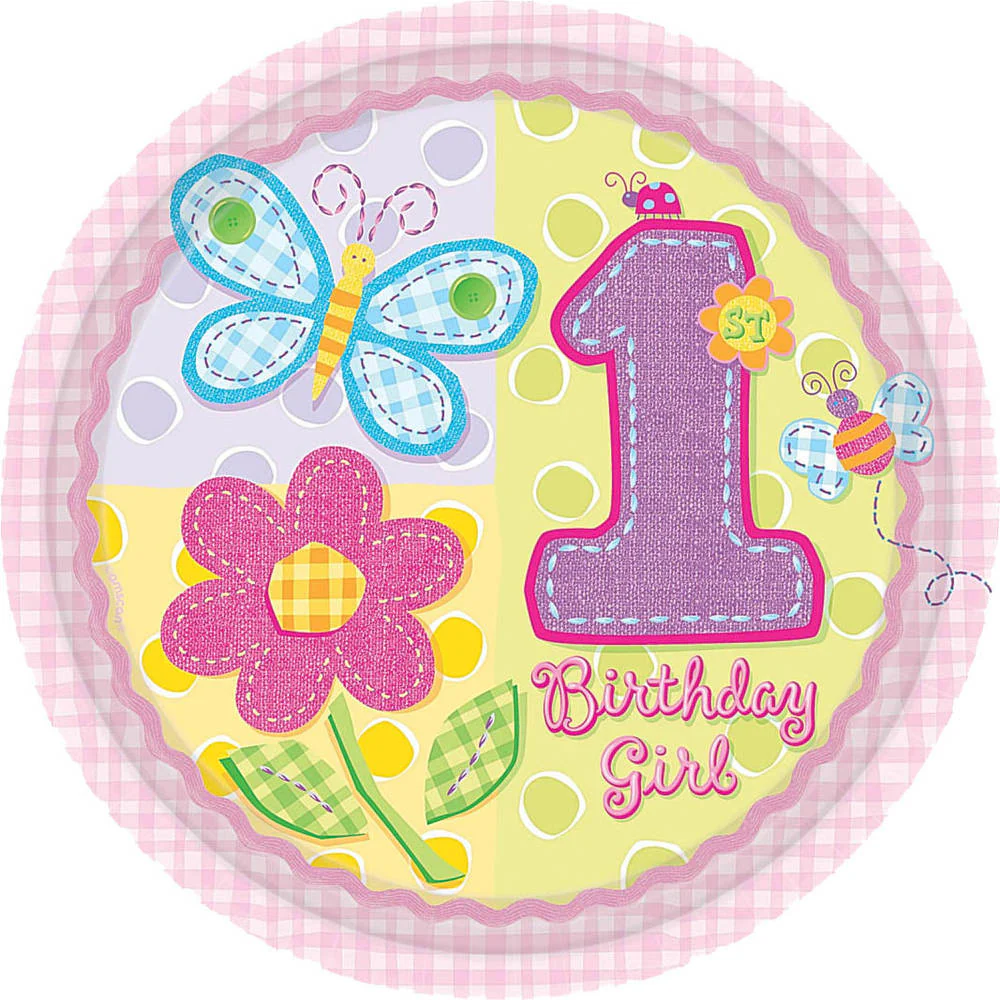 Hugs and Stitches Girl Dessert Plate