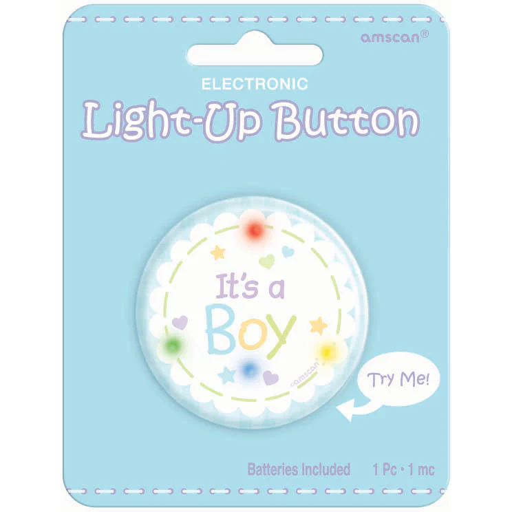 Its A Boy Light Up Button (1 ct)