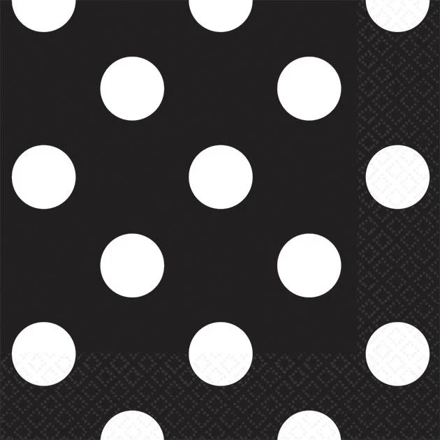 Jet Black Dots Beverage Napkins (16ct)