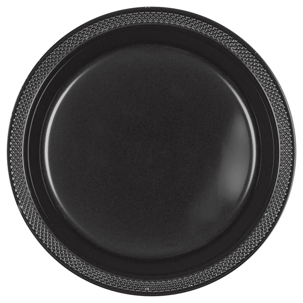 Jet Black Plastic Dessert Plates (20ct)