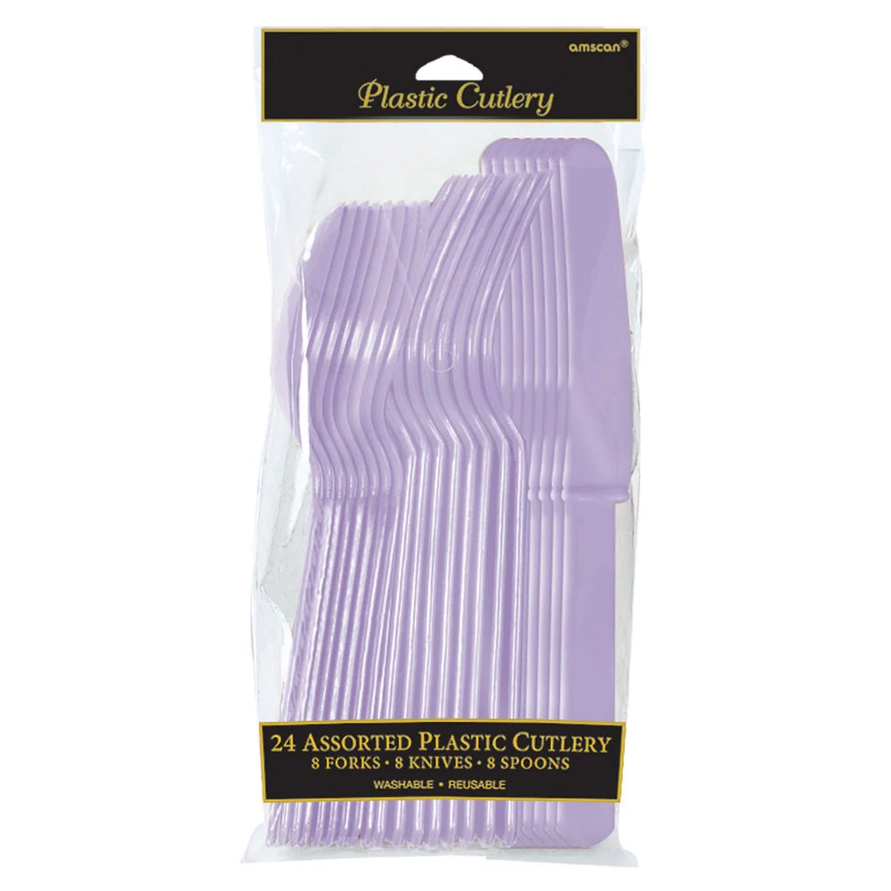 Lavender Midweight Assorted Plastic Cutlery (24ct)